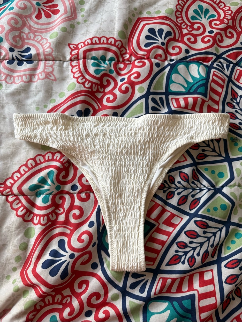 Smocked White Bikini Bottoms